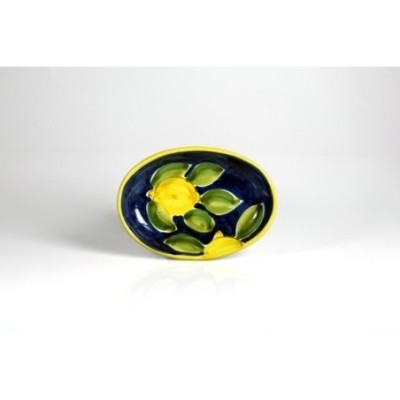 Oval plate cm.22 decorated with lemons on blue base.