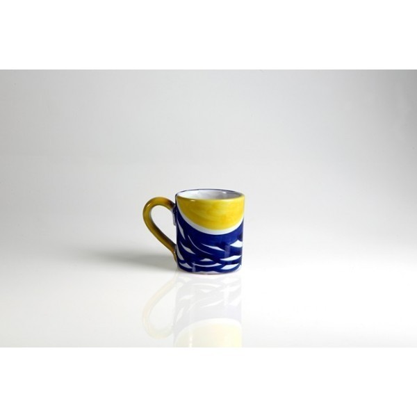 Mug cm.8 decorated  whit fantasy blue and yellow